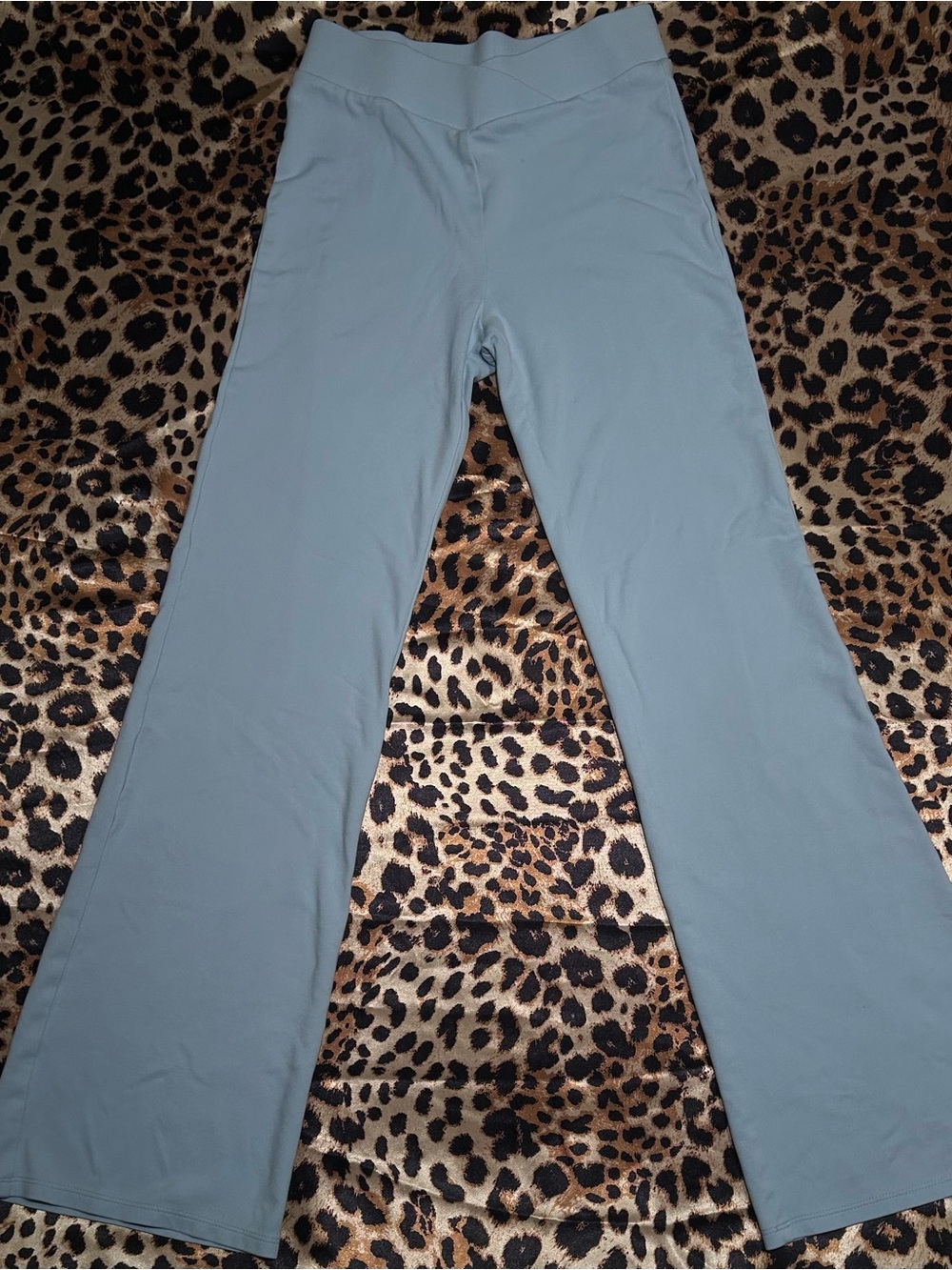 H&M Girls Light Blue Crossover Waist Flared Leggings
